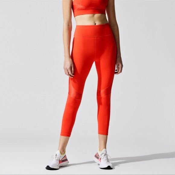 ALALA Womens Red Crop Vamp Tight Legging Size Small Lava Red High Rise NWOT - Picture 2 of 12